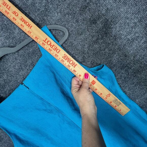 Talbots Irish Linen Dress Womens Sz 14 Blue Fit Flare Fully Lined Timeless Chic - Picture 9 of 13